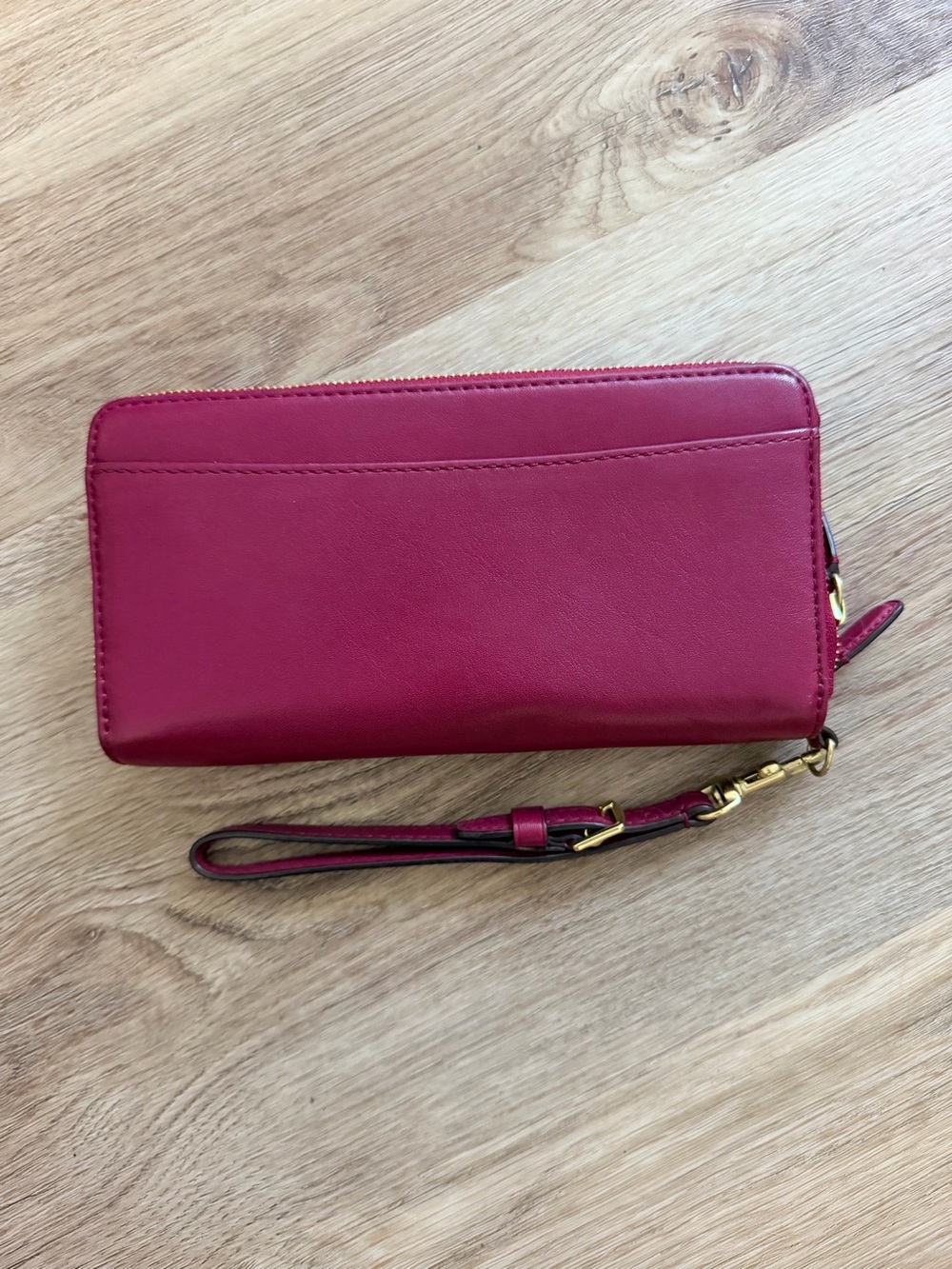 Coach Raspberry Magenta Red Zip-Around Wristlet Wallet - Picture 2 of 6